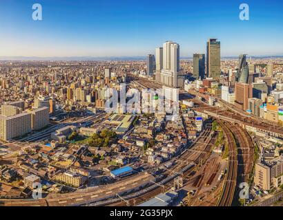 Nagoya Japan, Skyline der Stadt am Bahnhof von Nagoya und Business Center Stockfoto