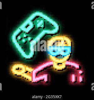 Gamer-Gaming-Symbol mit Neon-Glow-Symbol Stock Vektor