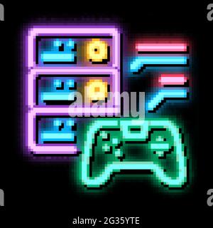 Spiel Hauptmenü Neon Glow Symbol Illustration Stock Vektor