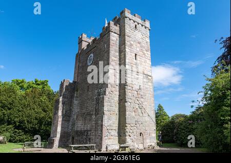 Preston Tower ist ein pele-Turm aus dem 14. Jahrhundert in Preston, Northumberland, England Stockfoto