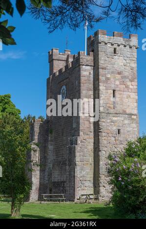 Preston Tower ist ein pele-Turm aus dem 14. Jahrhundert in Preston, Northumberland, England Stockfoto