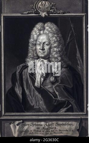 Koepf, Johann, 31.12.1669 - 25.12.1722, deutscher Kaufmann, Bankier in Augsburg, HALBE LÄNGE, ZUSÄTZLICHE-RIGHTS-CLEARANCE-INFO-NOT-AVAILABLE Stockfoto
