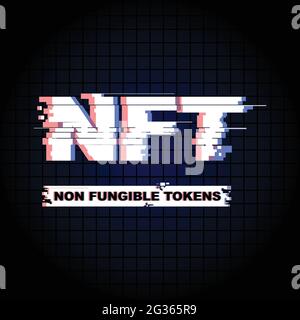 NFT nicht fungible Token. Moderne Glitch verzerren. vektor-Illustration Stock Vektor