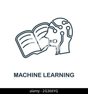 Symbol für die Zeile „Machine Learning“. Kreatives Umrissdesign aus der Sammlung von Symbolen für künstliche Intelligenz. Thin Machine Learning-Symbol für Infografiken und Stock Vektor