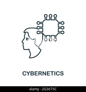 Symbol für die Linie „Kybernetik“. Kreatives Umrissdesign aus der Sammlung von Symbolen für künstliche Intelligenz. Dünnes Kybernetik-Symbol für Infografiken und Banner Stock Vektor