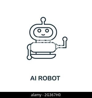 Liniensymbol des AI-Roboters. Kreatives Umrissdesign aus der Sammlung von Symbolen für künstliche Intelligenz. Thin ai Robotersymbol für Infografiken und Banner Stock Vektor