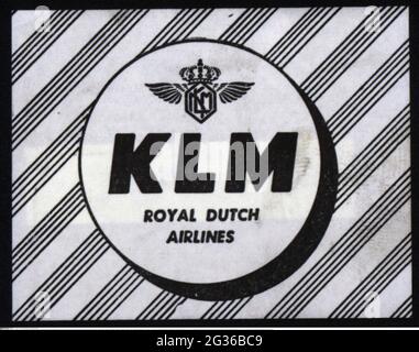 Werbung, Plakatmarken, Transport / Transport, Fluggesellschaft 'KLM Royal Dutch Airlines', 50er Jahre, ZUSÄTZLICHE RECHTE-CLEARANCE-INFO-NOT-AVAILABLE Stockfoto