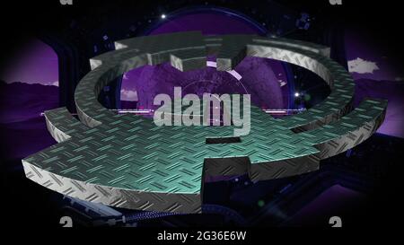 3d-Illustration - Alien Planet Blick aus dem Weltraum aus dem Fenster des Schiffes Stockfoto