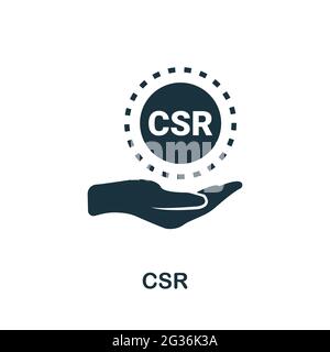 CSR-Symbol. Einfaches kreatives Element. Ausgefülltes monochromes CSR-Symbol für Vorlagen, Infografiken und Banner Stock Vektor