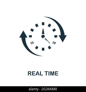 Echtzeitsymbol. Einfaches kreatives Element. Ausgefülltes monochromes Echtzeitsymbol für Vorlagen, Infografiken und Banner Stock Vektor