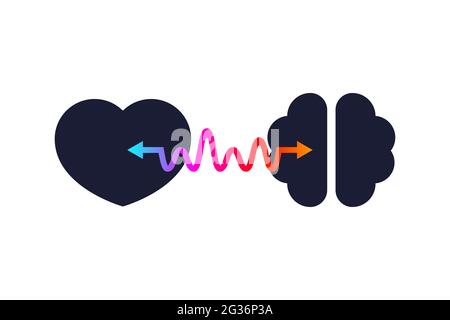Herz Gehirn und Pfeil. Harmony-Symbol. Konzept der psychischen Gesundheit. Psychologe Symbol. Moderne, flache Illustration. Stock Vektor