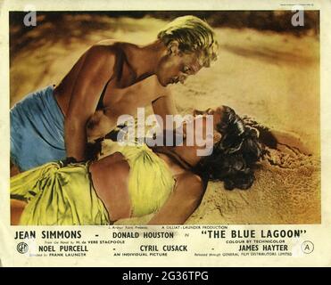 JEAN SIMMONS und DONALD HOUSTON in DER BLAUEN LAGUNE 1949 Regisseur FRANK LAUNDER Roman Henry de Vere Stacpoole Kostümdesign Elizabeth Hennings Produzenten Sidney Gilliat und Frank launder Individuelle Bilder / General Film Distributors (GFD) Stockfoto