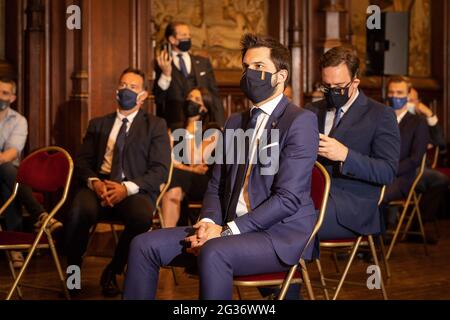 Georges-Louis Bouchez, Vorsitzender DER BELGISCHEN Liberalen Partei Open VLD und MR, auf der Brussel, im Bild während der Feier zum 175-jährigen Jubiläum Stockfoto