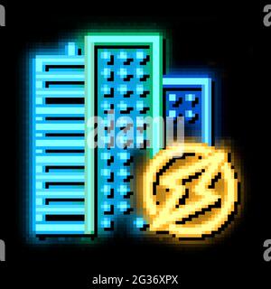 City Energy – Symbol für Leuchtreklame in Neonfarben Stock Vektor
