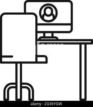 Symbol für Online-Meetings platzieren, Stil skizzieren Stock Vektor