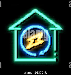 Abbildung des Leuchtsymbols „House Energy“ mit Neonlicht Stock Vektor