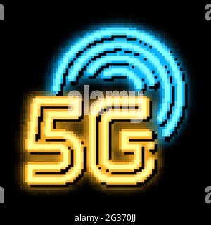 Smart City 5g Internet Neon Glow Symbol Illustration Stock Vektor