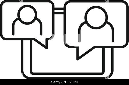 Tablet-Online-Meeting-Symbol, Gliederungsstil Stock Vektor
