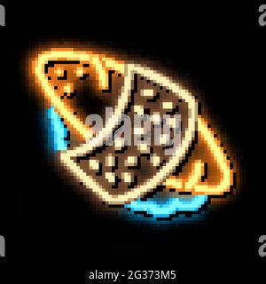 Sushi-Rolle Reis Fisch Fleisch Neon leuchten Symbol Illustration Stock Vektor