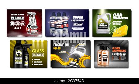 Car Products Creative Promotion Poster Set Vector Stock Vektor