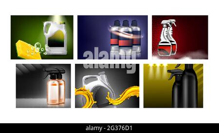 Car Products Creative Promotion Poster Set Vector Stock Vektor