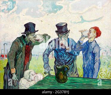 The Drinkers (1890) von Vincent Van Gogh. Stockfoto