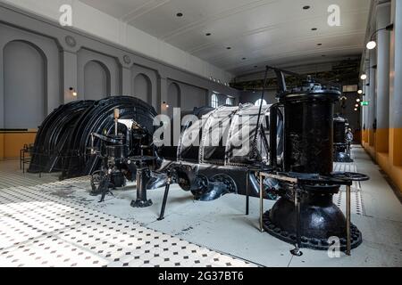 Alte Turbinen im Wasserkraftwerk UNESCO-Weltkulturerbe Industriegebiet Rjukan-Notodden, Norwegen Stockfoto