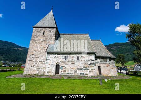 Hove Steinkirche, Vikoyri, Norwegen Stockfoto