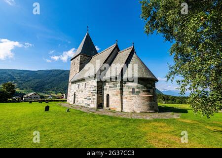 Hove Steinkirche, Vikoyri, Norwegen Stockfoto