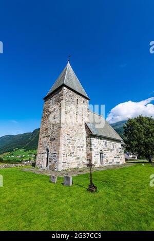 Hove Steinkirche, Vikoyri, Norwegen Stockfoto