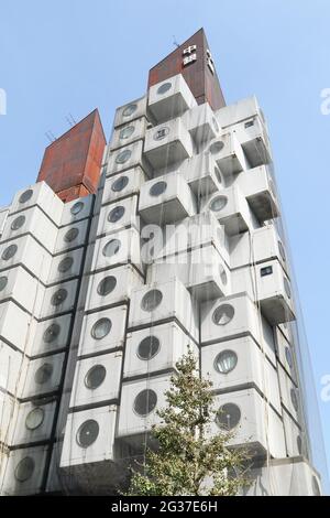 Nakagin Capsule Tower, Shimbashi-Viertel, Tokio, Japan Stockfoto