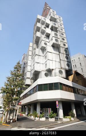 Nakagin Capsule Tower, Shimbashi-Viertel, Tokio, Japan Stockfoto