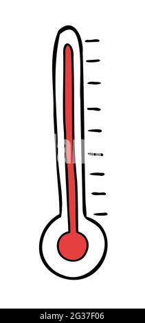 Cartoon Vektordarstellung von Thermometer und hohe Temperatur. Farbige und schwarze Umrisse. Stock Vektor