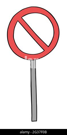 Cartoon Vektor Illustration von verbotenen Zeichen. Farbige und schwarze Umrisse. Stock Vektor