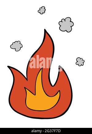 Cartoon Vektor Illustration von brennendem Feuer. Farbige und schwarze Umrisse. Stock Vektor