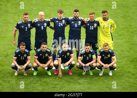 Hampden Park, Glasgow, Großbritannien. Juni 2021. Fußball-Europameisterschaft 2021, Schottland gegen Tschechien; Team-Line-up für Schottland Credit: Action Plus Sports/Alamy Live News Stockfoto