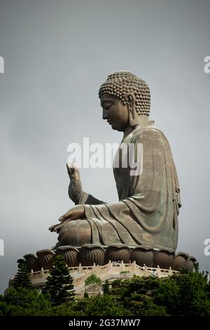 Der Tian Tan Buddha („der große Buddha“) auf der Insel Lantau, Hongkong Stockfoto