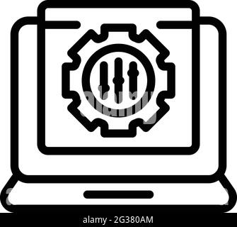 Symbol für die Laptop-Suchmaschine. Umriss Laptop Suchmaschine Vektor-Symbol für Web-Design isoliert auf weißem Hintergrund Stock Vektor