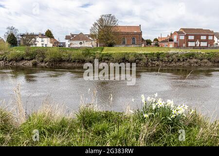 Das Dorf West Stockwith am Fluss Trent, Nottinghamshire, Großbritannien Stockfoto