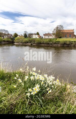 Das Dorf West Stockwith am Fluss Trent, Nottinghamshire, Großbritannien Stockfoto