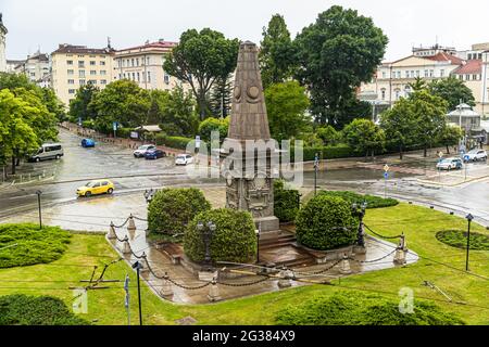 Vasil Levski Denkmal in Sofia, Bulgarien. An dieser Stelle im heutigen Regierungsbezirk von Sofia wurde der Revolutionär Vasil Levski auf dem Galgen hingerichtet Vasil Levski ist heute ein Nationalheld Bulgariens Stockfoto