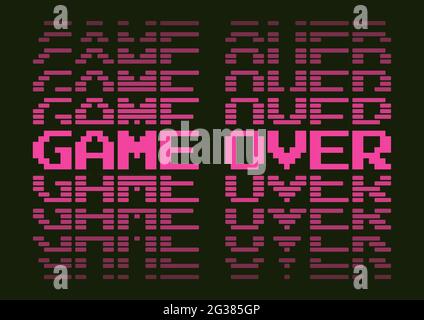 Ein braun-rosa SPIEL ÜBER Retro-Synthwave-Stil typografische Illustration Stockfoto