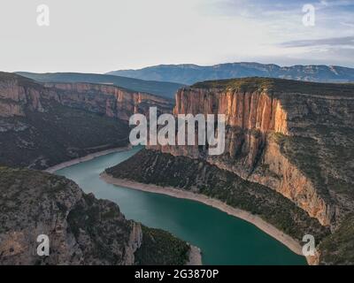 Luftaufnahme von Congost de Mont Rebei in Spanien, Europa Stockfoto