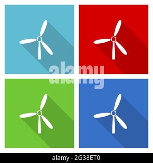 Vektorgrafik für erneuerbare Energien, Satz einfacher bearbeitbarer Symbole in 4 Farboptionen Stock Vektor