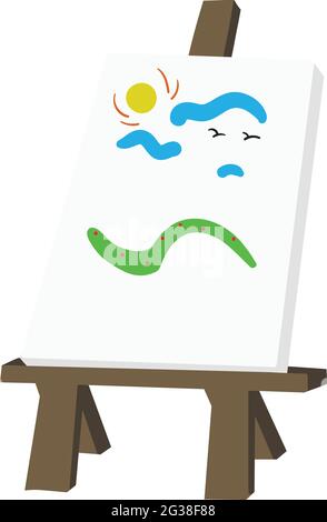 Kunstleinwand und Easel Vector isoliert auf weißem Hintergrund. Grafiken Zu Kinderbüchern. Von Artist Vector Graphics verwendete Tools. Stock Vektor