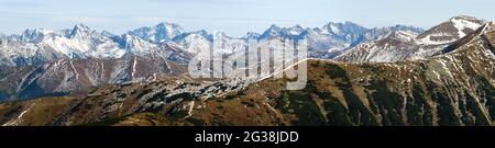 Panoramablick auf Rohace, Westtatra, Slowakei, Polen Stockfoto