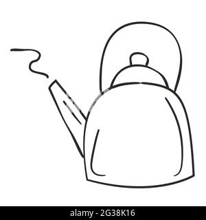 Handgezeichnetes Symbol für Kesseldoodle-Umrisse. Vektorgrafik. Stock Vektor