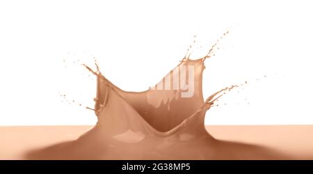 Ein Spritzer Kakao auf weißem Hintergrund Stockfoto