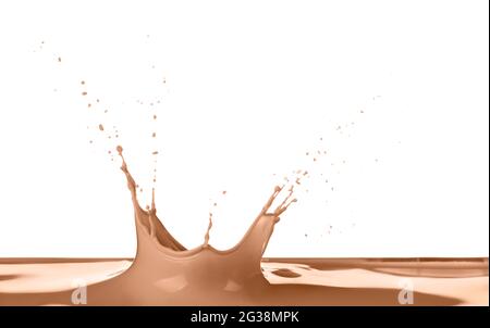 Ein Spritzer Kakao auf weißem Hintergrund Stockfoto