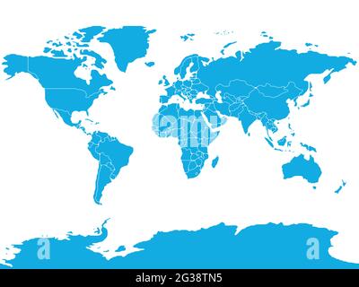 Vereinfachte Weltkarte mit glatten Grenzen Stock Vektor